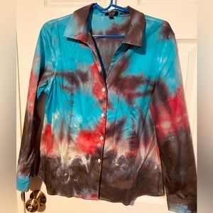 Jones New York, button down shirt, redesigned as a one of a kind Tie Dye.